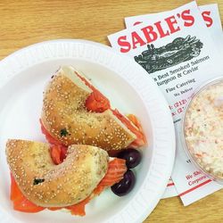 Sesame Bagel with Lox at Sable's by <a href="https://www.flickr.com/photos/50772153@N07/14695885638/in/pool-eater/">Jenn