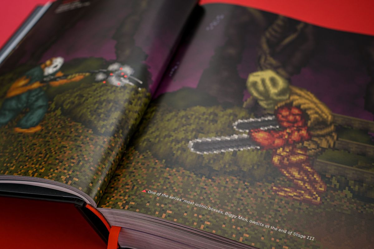 An image of Slaughterhouse spans two pages in the book From Ants to Zombies: Six Decades of Video Game Horror.