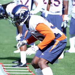 Broncos CB Keyvon Webster moves his feet through the grid.