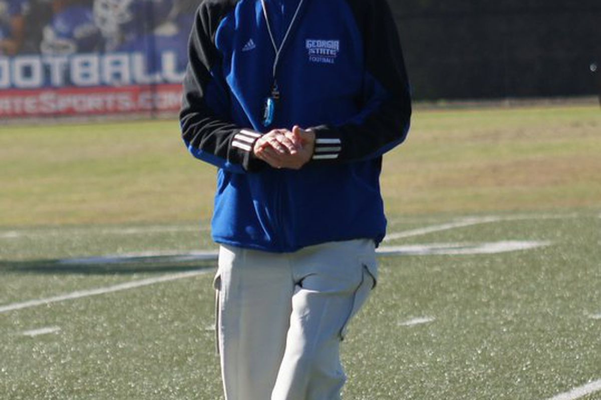 Coach Bill Curry on the Georgia State Practice Fields on Thursday, March 24.  (Photo by Saakib Zafrani
The Signal/www.gsusignal.com)