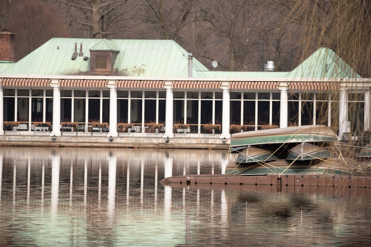 Boats are tied outside The Loeb Boathouse in Central Park amid the coronavirus pandemic on March 11, 2021 in New York City.