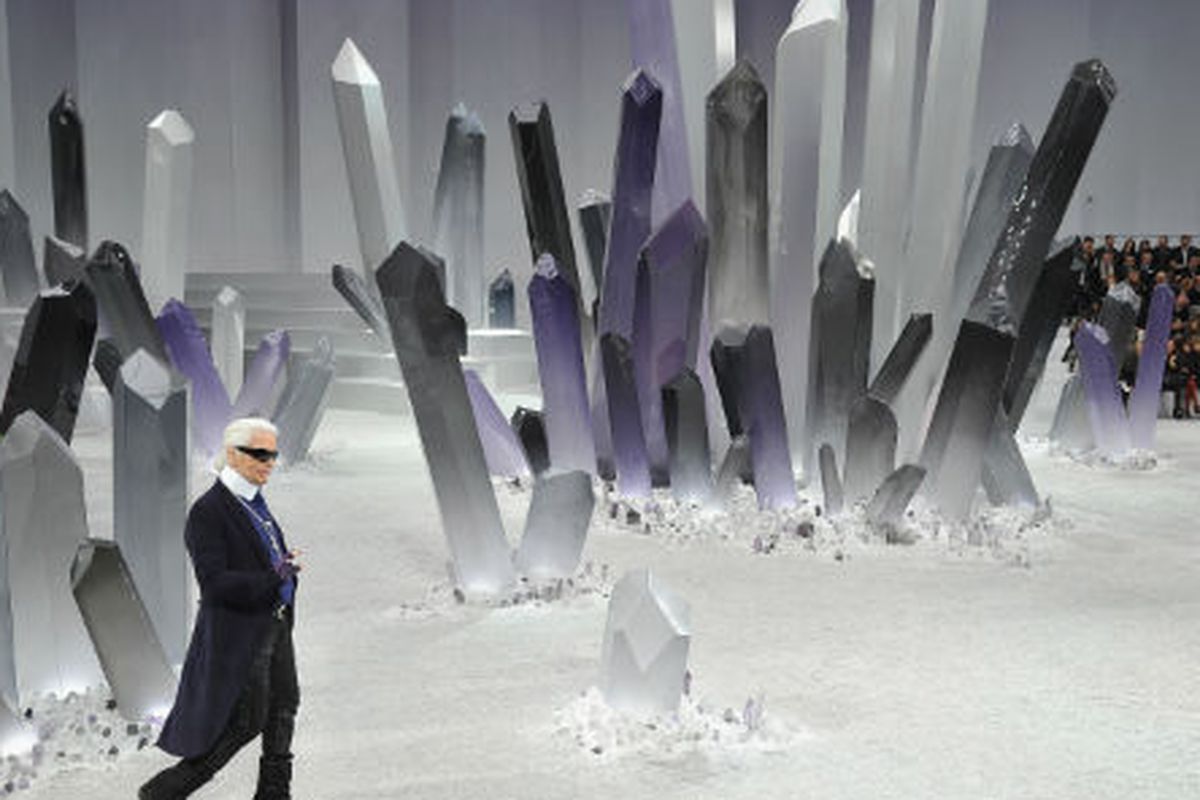 Karl Lagerfeld's mystical crystal playland for Chanel Fall 2012, via Getty