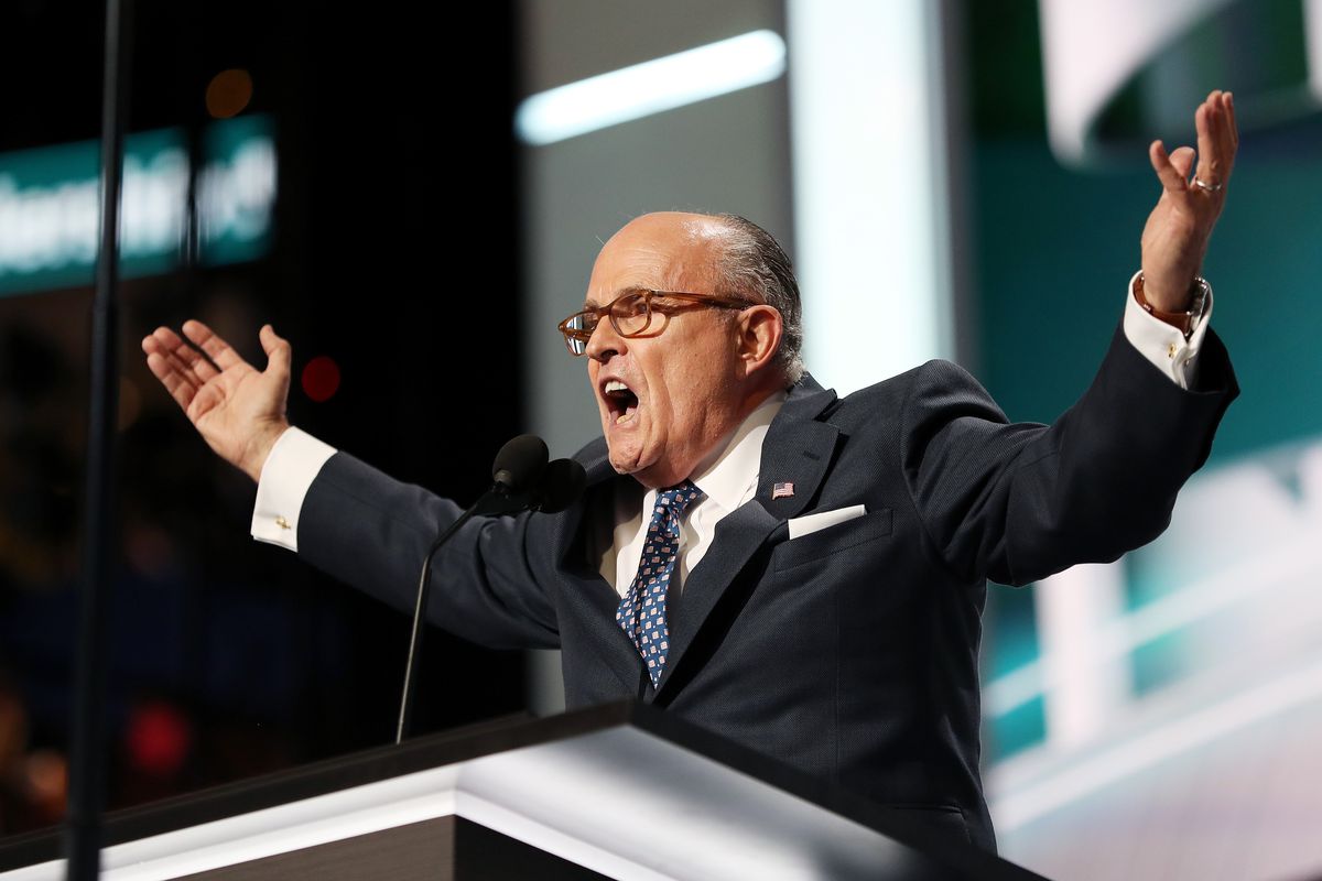 Rudolph Giuliani speaks at the Republican National Convention, in July.