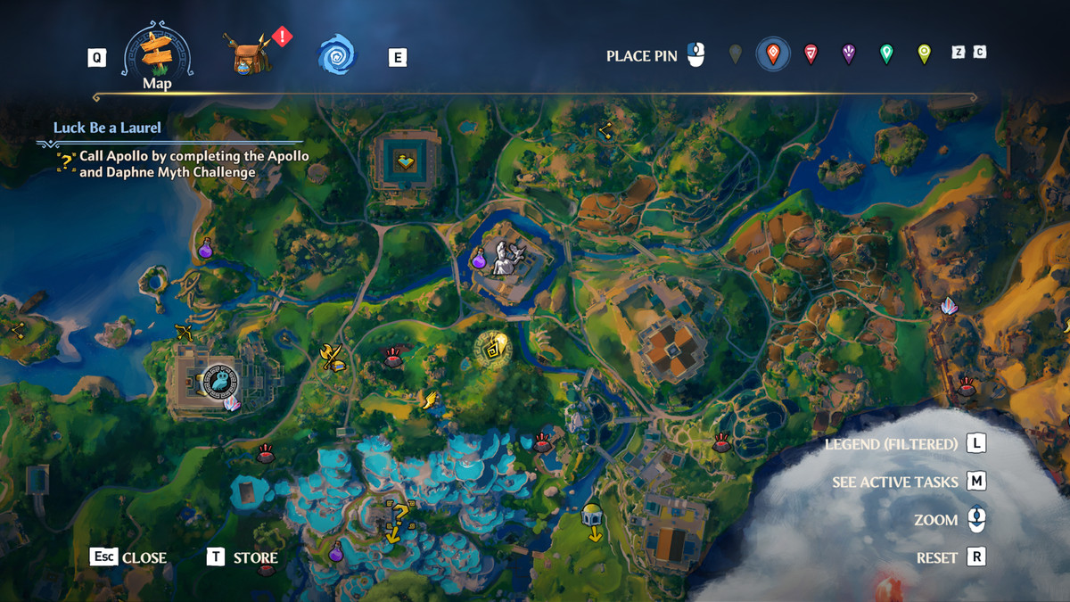 A map screen from Immortals Fenyx Rising