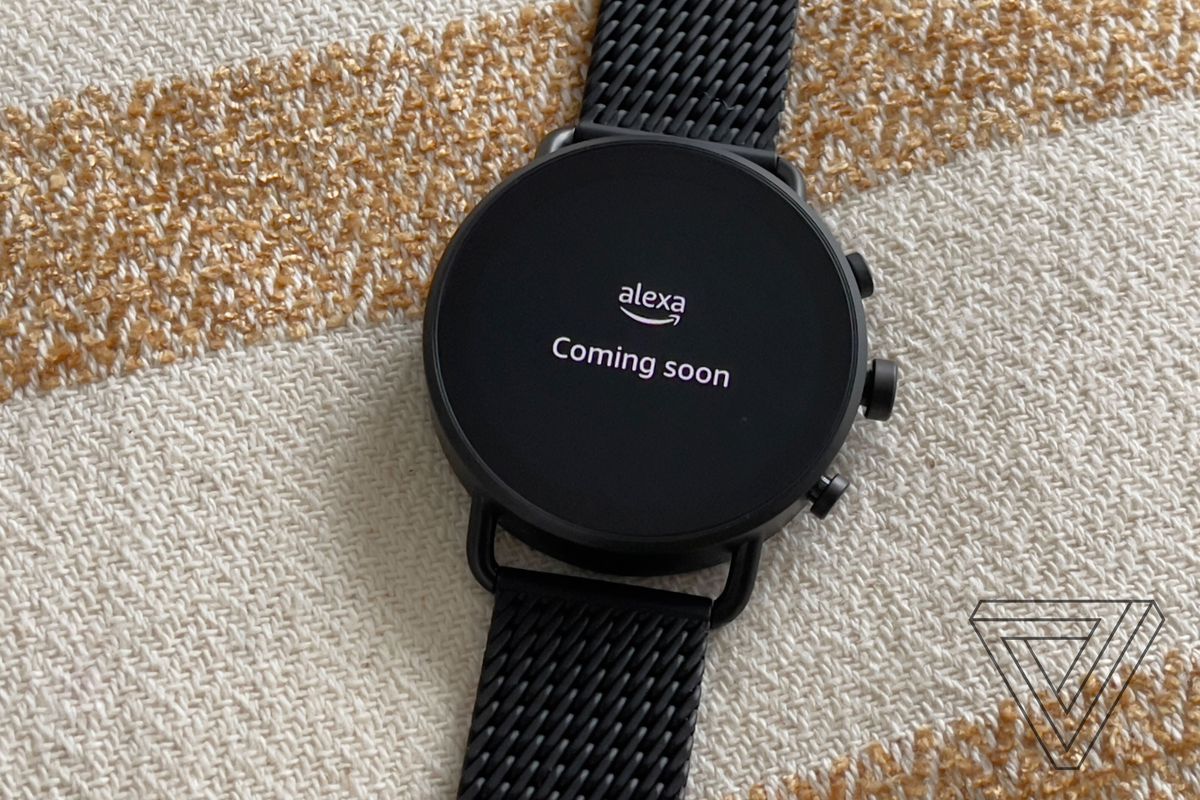 The Skagen Falster 6 showing the Alexa widget with a message that reads “coming soon”