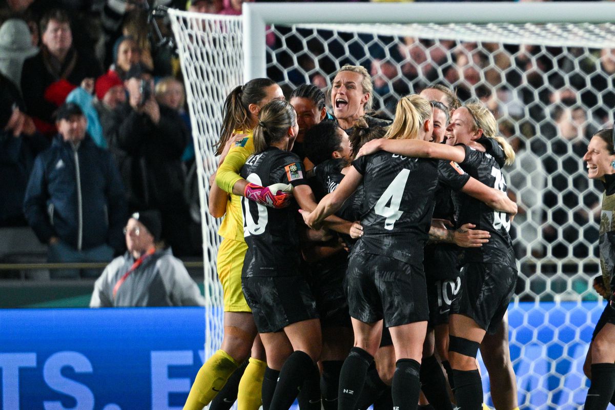 Players of of New Zealand celebrate after the group A match between New Zealand and Norway at the FIFA Women’s World Cup Australia &amp; New Zealand 2023 in Auckland, New Zealand, July 20, 2023.