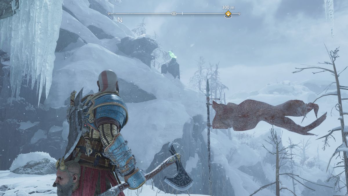 Kratos takes aim at one of Odin’s Ravens in God of War Ragnarok