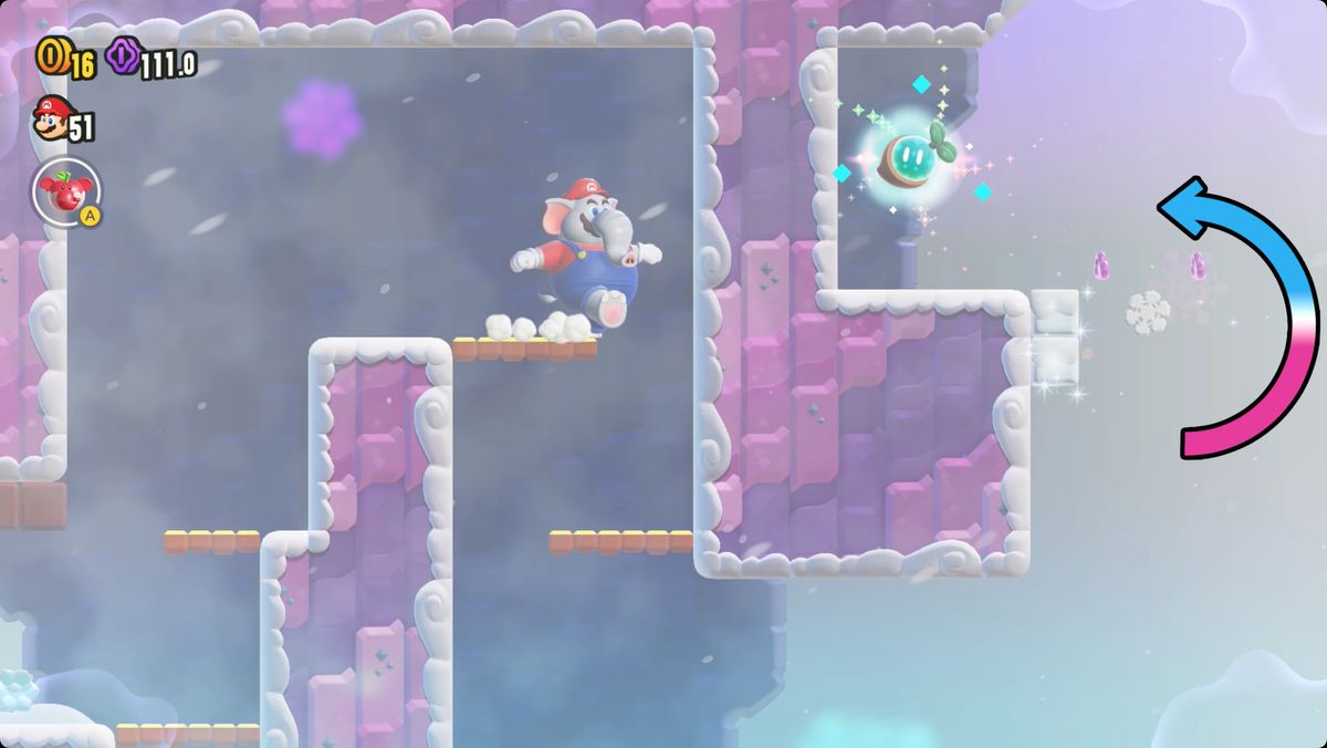 Super Mario Bros. Wonder Pokipede Pass screenshot showing the location of a Wonder Seed.
