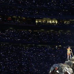 Katy Perry performs during halftime of NFL Super Bowl XLIX football game between the Seattle Seahawks and the New England Patriots Sunday, Feb. 1, 2015, in Glendale, Ariz.