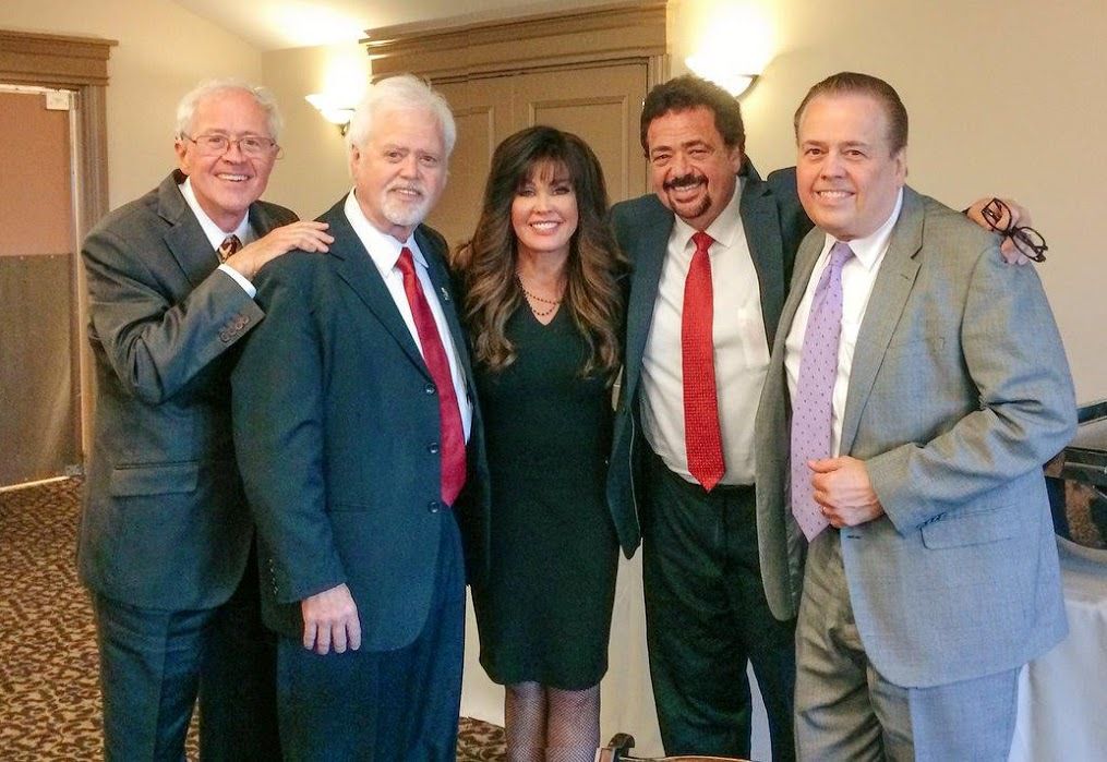 The original Osmond Brothers quartet with sister Marie. From left, Wayne, Merrill, Jay, Alan.