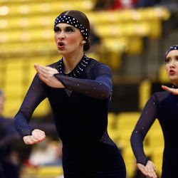 Sky View competes in the Military division as 4A girls compete at UVU in Orem for the State Championship in Drill Team on Wednesday, Feb. 10, 2021.
