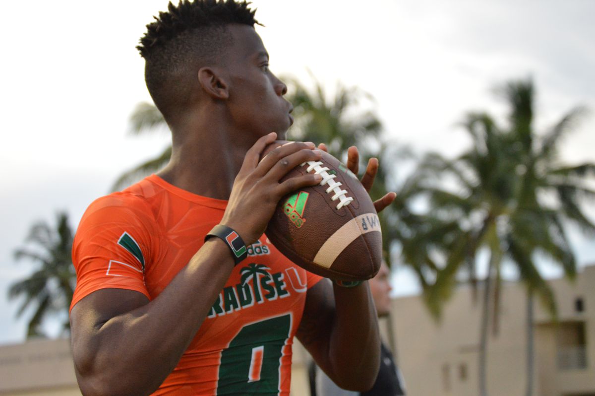 The future on display over the weekend as N'Kosi Perry takes reps during Camp Paradise 
