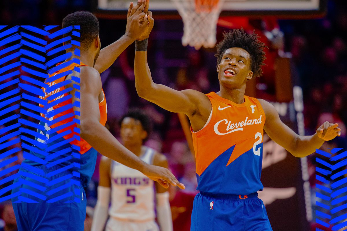 Collin Sexton gets a high-five for the Cavaliers.