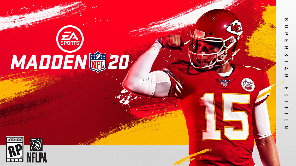 Madden NFL 20 Superstar Edition cover with Patrick Mahomes