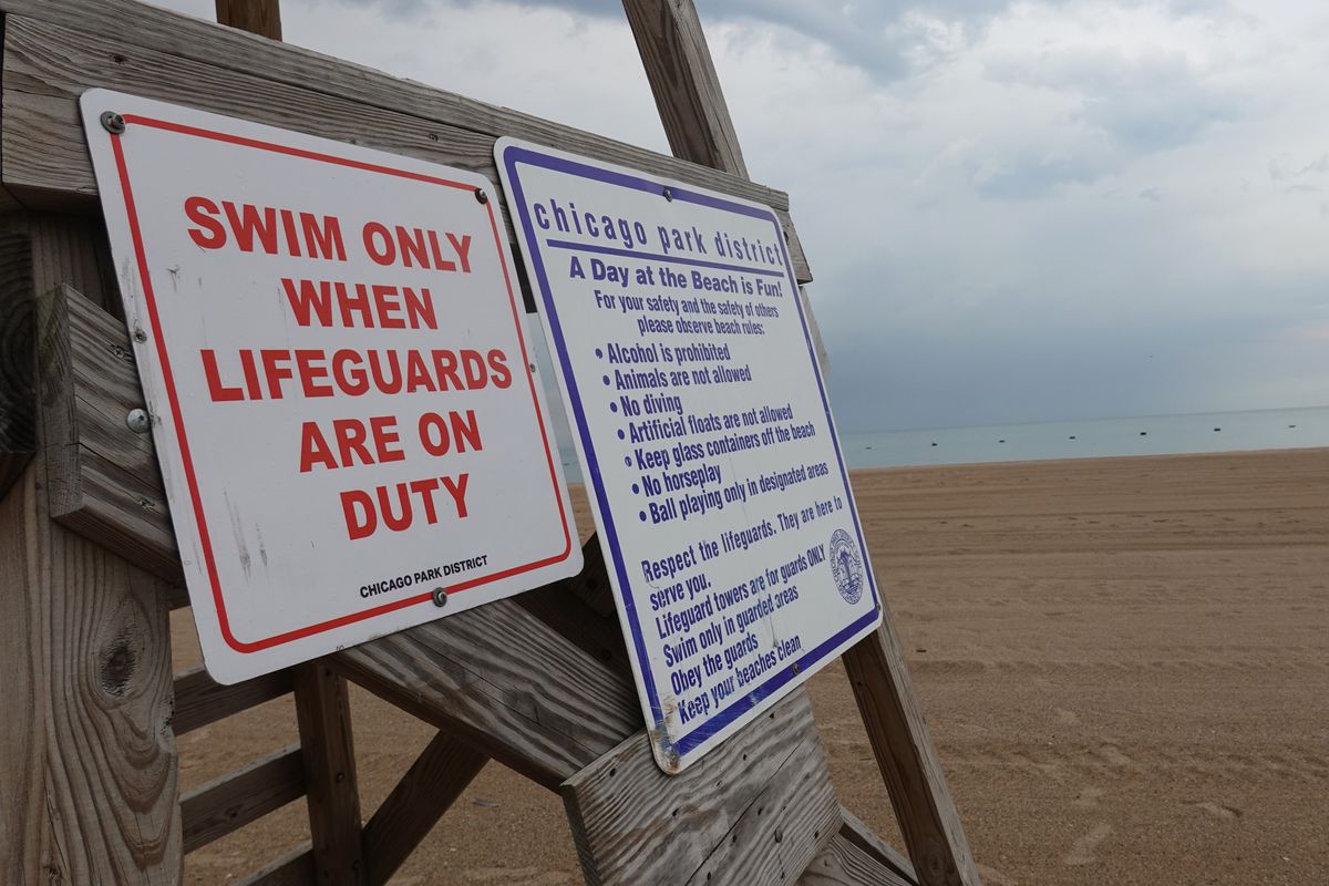 The lifeguard stand at North Avenue Beach remains empty on June 22, 2020, during the shutdown ordered by Mayor Lori Lightfoot during the coronavirus pandemic.