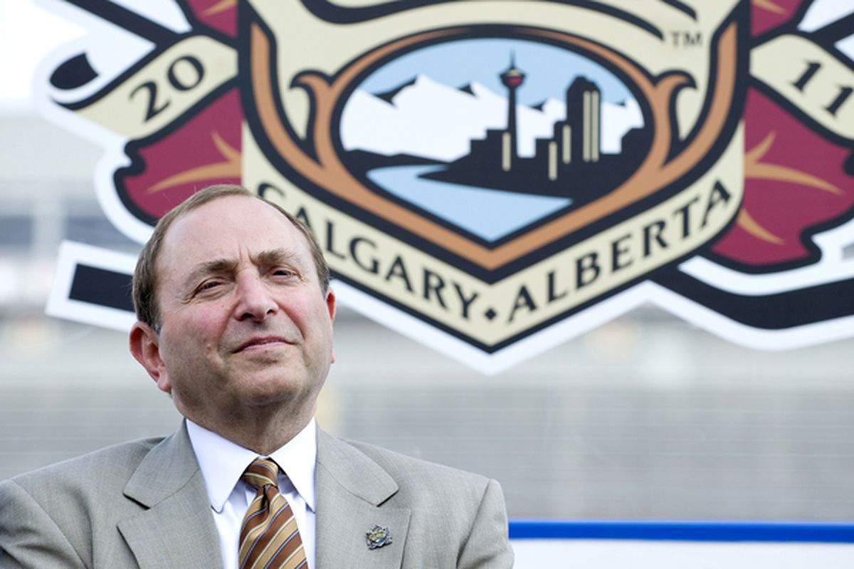 CALGARY AB CANADA - AUGUST 4:  NHL Commissioner Gary Bettman attends the NHL Heritage Classic Press Conference at McMahon Stadium on August 4 2010 in Calgary Alberta Canada.  (Photo by Dylan Lynch/Getty Images)