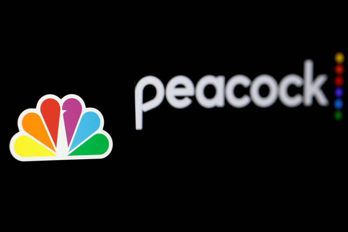 A logo of Peacock video streaming service is seen on December 26, 2019 in Ankara, Turkey.