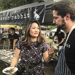 Ji Suk Yi with Chef Spencer Blake of Clever Rabbit Restaurant. | Sun-Times Staff