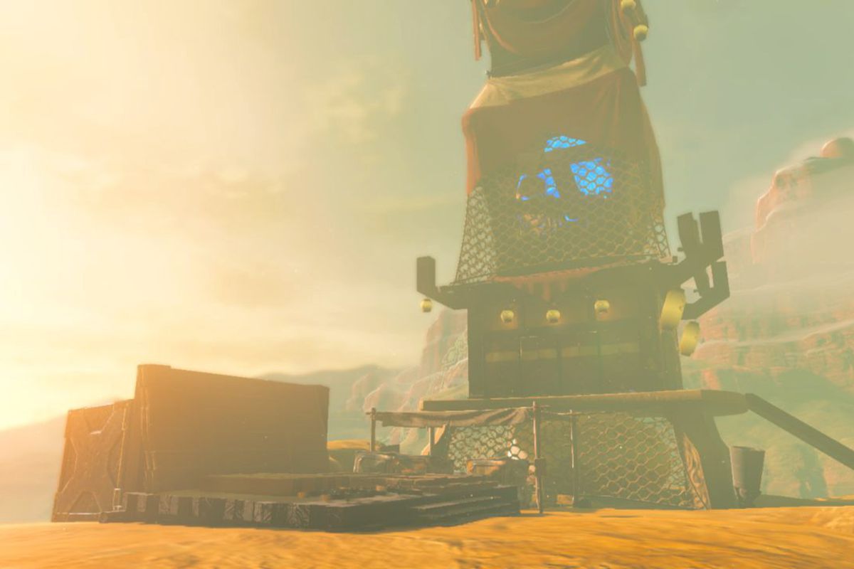 A screenshot of the Gerudo Canyon Tower in Zelda: Tears of the Kingdom