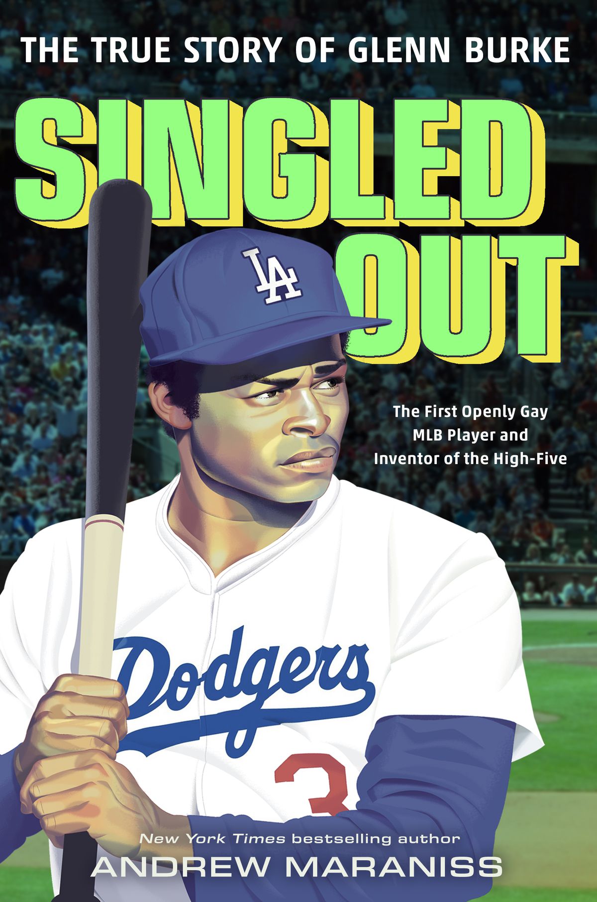 Glenn Burke wears a Dodgers uniform at bat on the cover of this new biography.