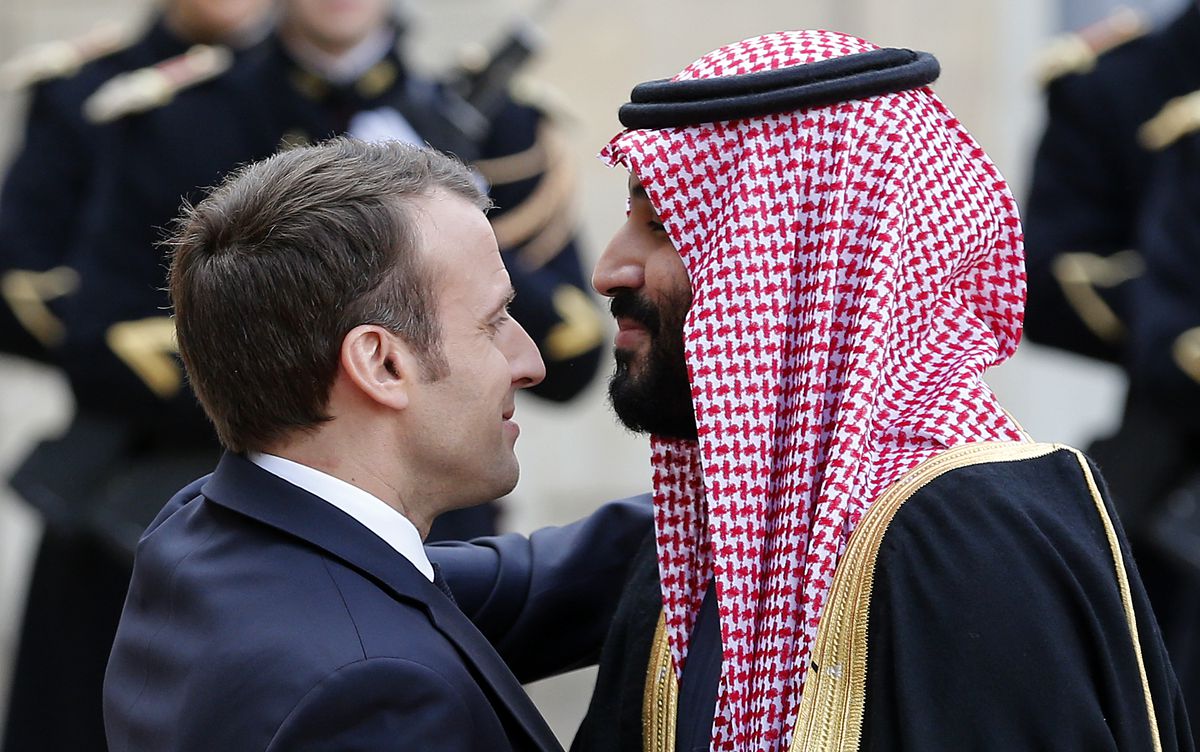 French President Emmanuel Macron Receives Saudi Arabia Crown Prince Mohammed Bin Salman At Elysee Palace