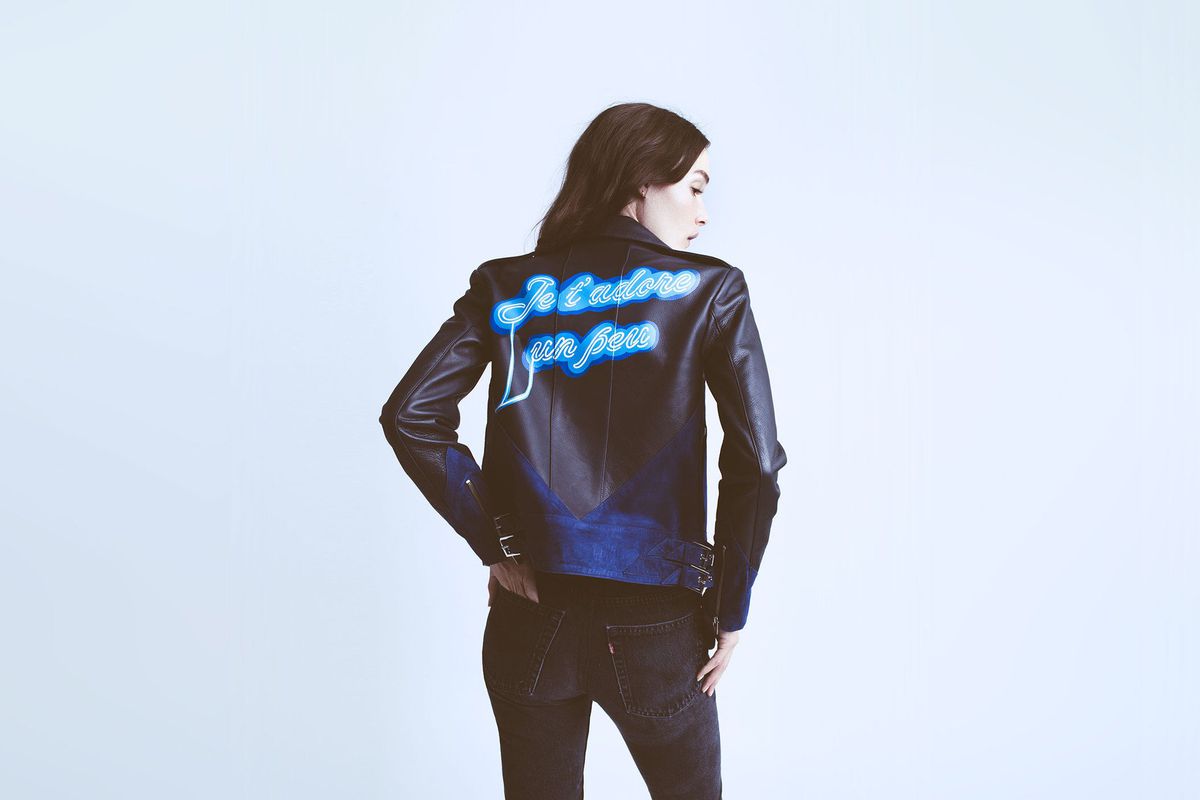 A neon customized leather jacket