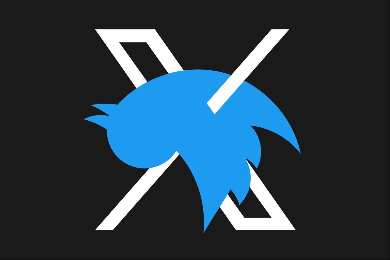 The Twitter bird impaled on the X logo.
