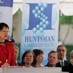 Dr. Vivian S. Lee speaks during a groundbreaking ceremony for the Primary Children's & Families' Cancer Research Center at Huntsman Cancer Institute in Salt Lake City on Friday, June 6, 2014. Lee, the CEO of University of Utah Health who was at the center of a heated controversy for the firing of the Huntsman Cancer Institute director, resigned on April 28, 2017.