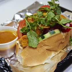 A Salvadoran-style chicken sandwich.