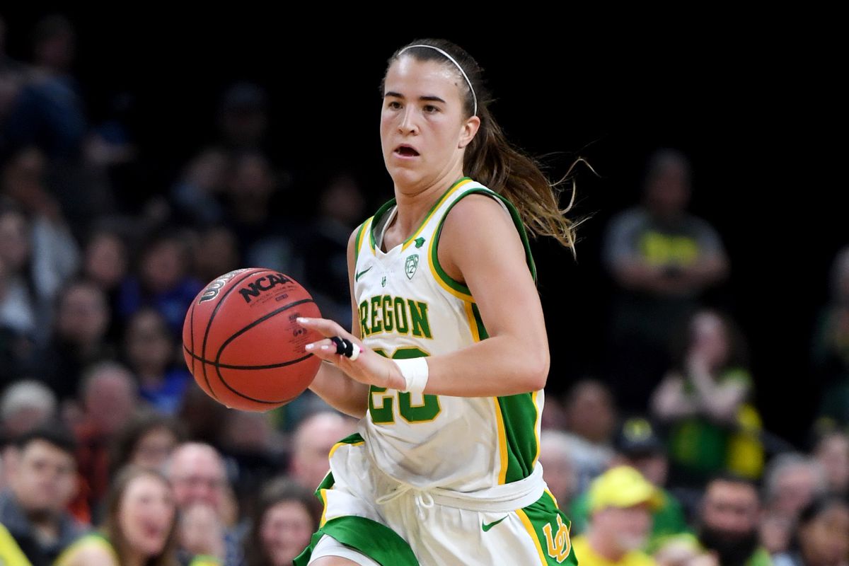 Sabrina Ionescu of the Oregon Ducks brings the ball up the court against the Stanford Cardinal during the championship game of the Pac-12 Conference women’s basketball tournament at the Mandalay Bay Events Center on March 8, 2020 in Las Vegas, Nevada. The Ducks defeated the Cardinal 89-56.