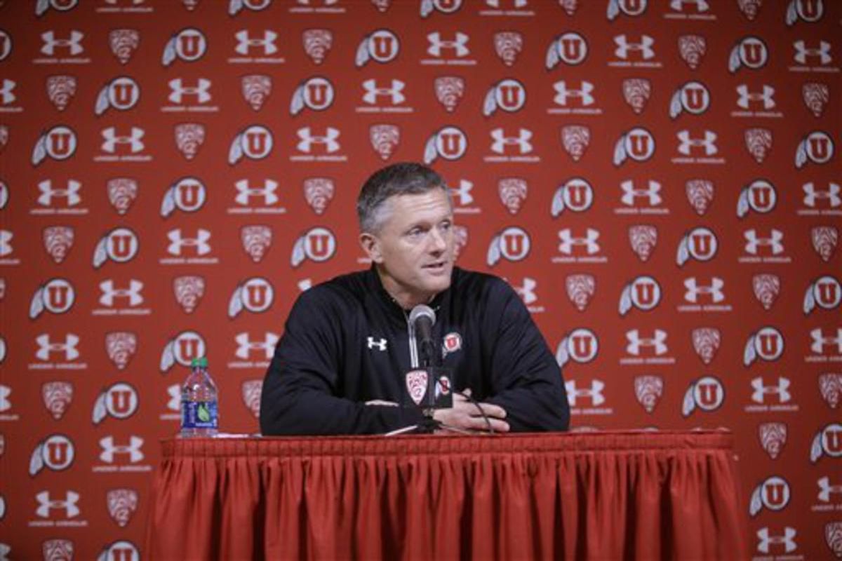 Utah head coach Kyle Whittingham speaks with reporters during national signing day Wednesday, Feb. 4, 2015, in Salt Lake City. Whittingham knew his team was short-handed at several key positions after the 2014 season and set out to address them with the 2