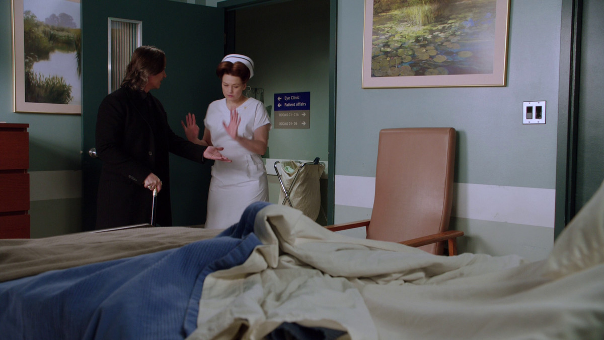 rumplestiltskin being kind of a dick to nurse ratched who's just doing her damn job 