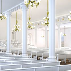 A rendering of the priesthood room in the St. George Utah Temple. The temple will close Nov. 4 for extensive renovations.
