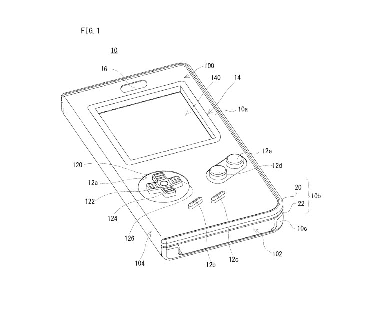 Nintendo patent illustration of a Game Boy case for smartphones