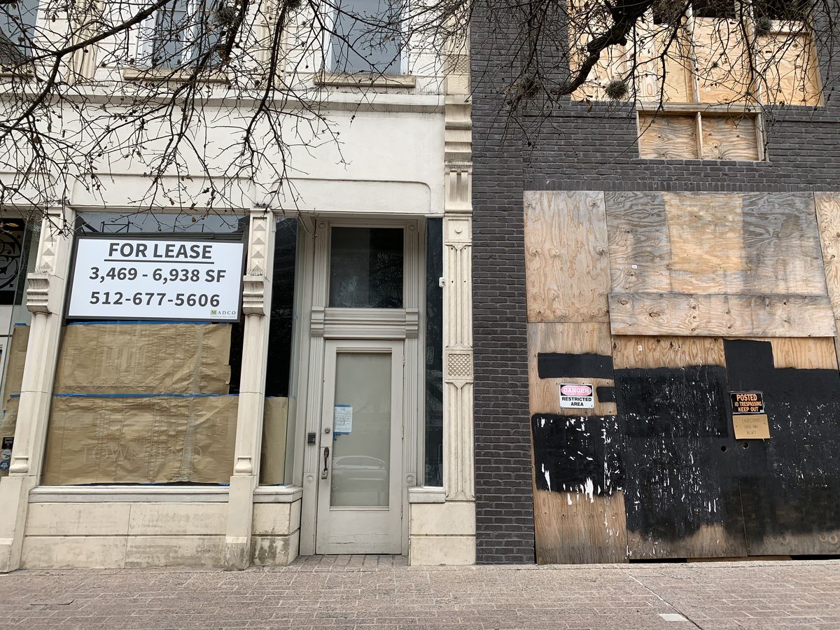 On the left is downtown bar the Townsend, which closed in June 2020, and on the right is a still forthcoming bar from the owner of Whisler’s