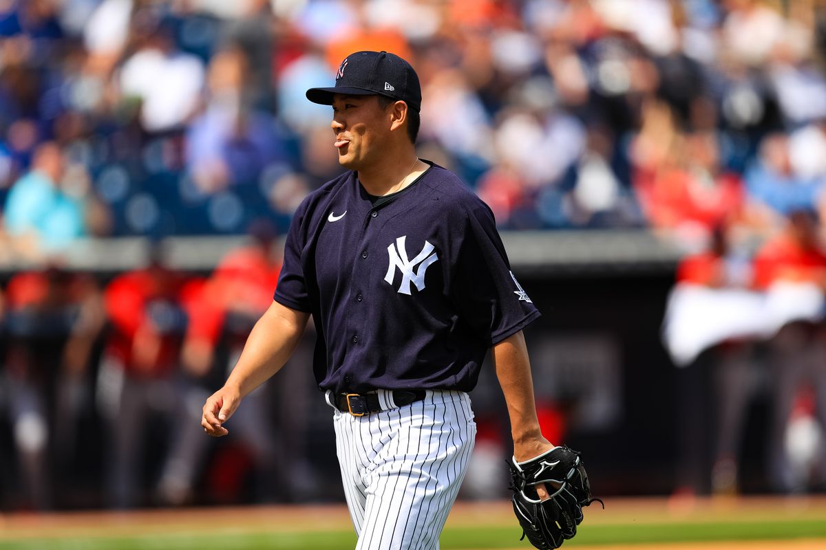Masahiro Tanaka of the New York Yankees looks on during a spring training game against the Boston Red Sox at Steinbrenner Field on March 3, 2020 in Tampa, Florida.