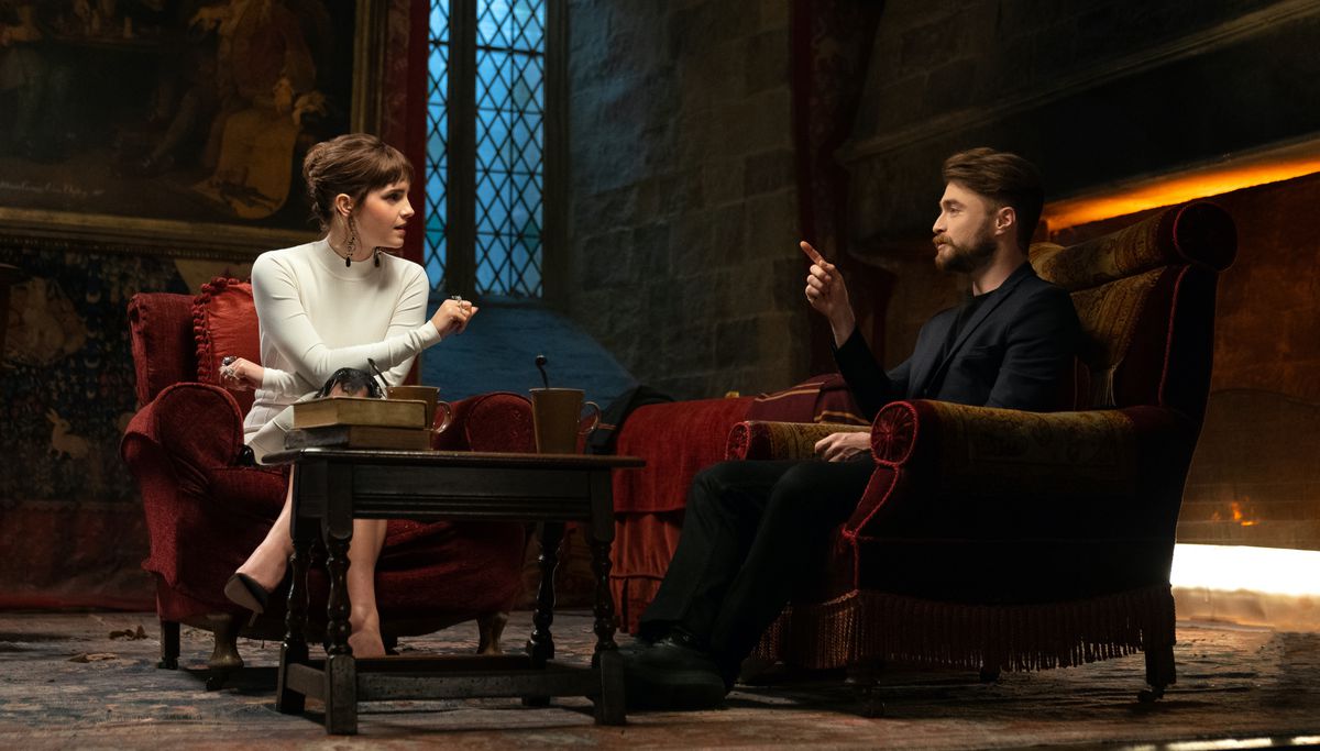 Emma Watson and Daniel Radcliff in the Return to Hogwarts special