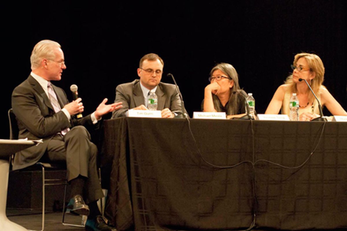 From Left: Tim Gunn, Michael Meola, Yeohlee Teng, Madelyn Wils; Image by Giles Ashford, courtesy of The Municipal Art Society of New York
