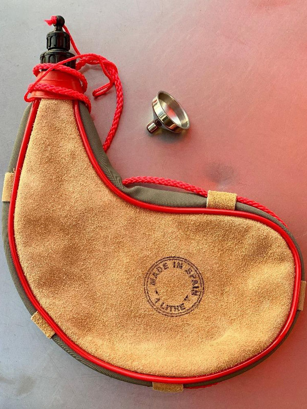 A leather canteen