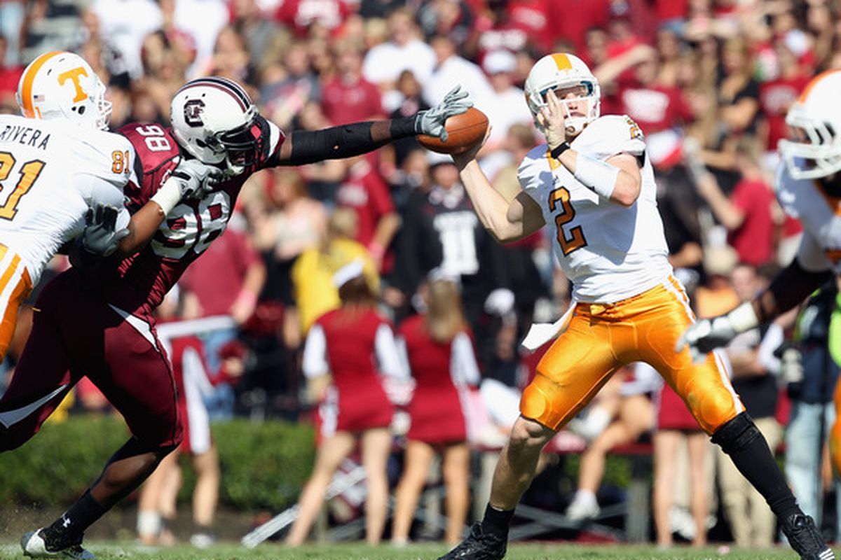 Tennessee/South Carolina gets the prize as the best game of the early kickoffs.   (Photo by Streeter Lecka/Getty Images)