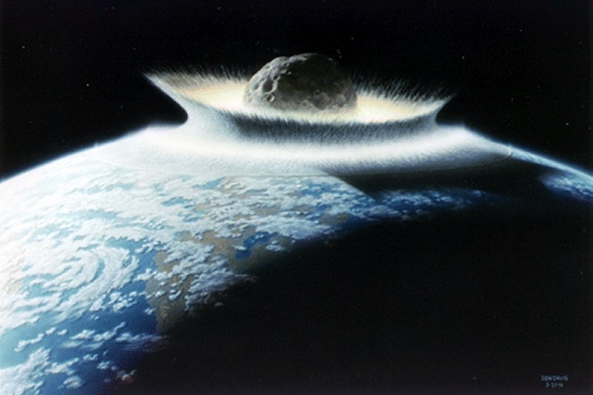 An artist's concept of an asteroid impact hitting the early Earth. Just one of many ways we could all die!