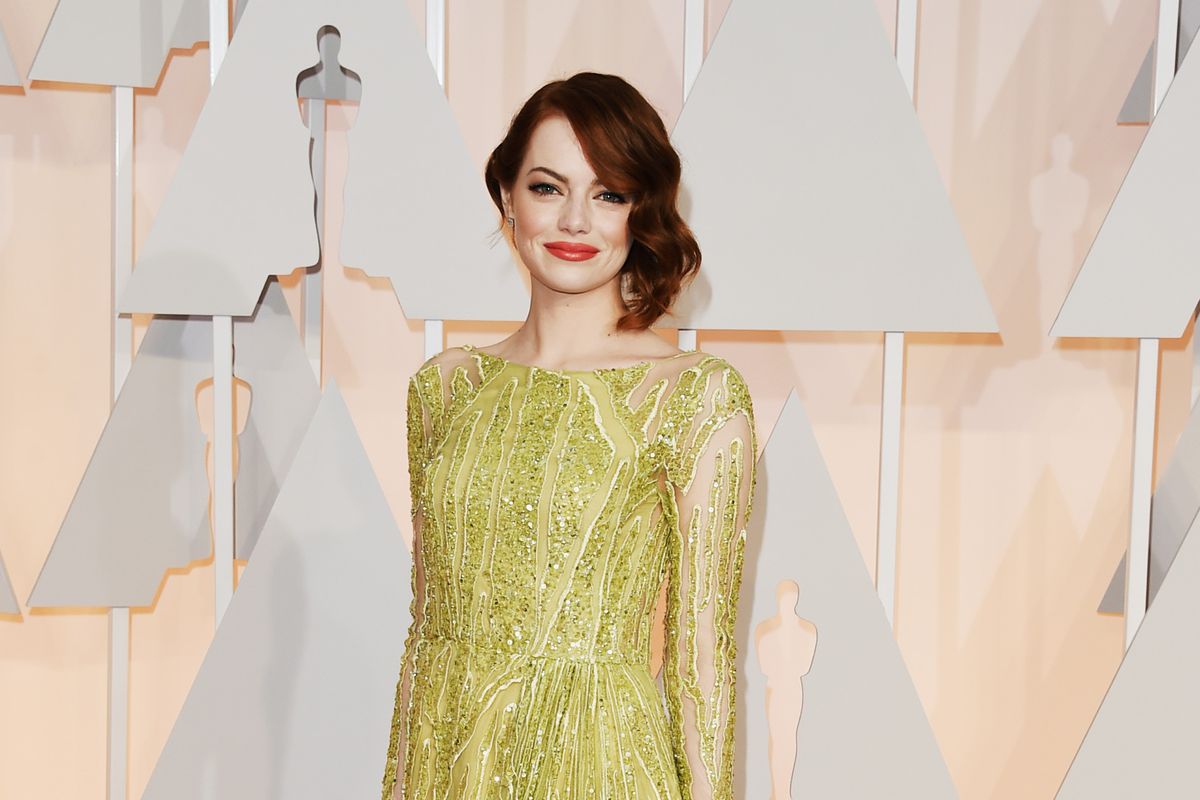 Emma Stone in Elie Saab at the 2015 Oscars.