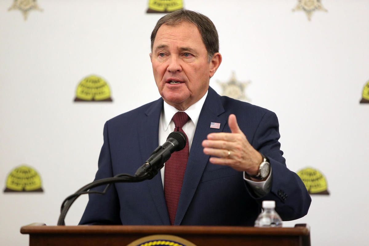 FILE: Gov. Gary Herbert talks about his annual budget proposal at the Utah Highway Patrol Salt Lake County headquarters in Murray on Wednesday, Dec. 7, 2016.