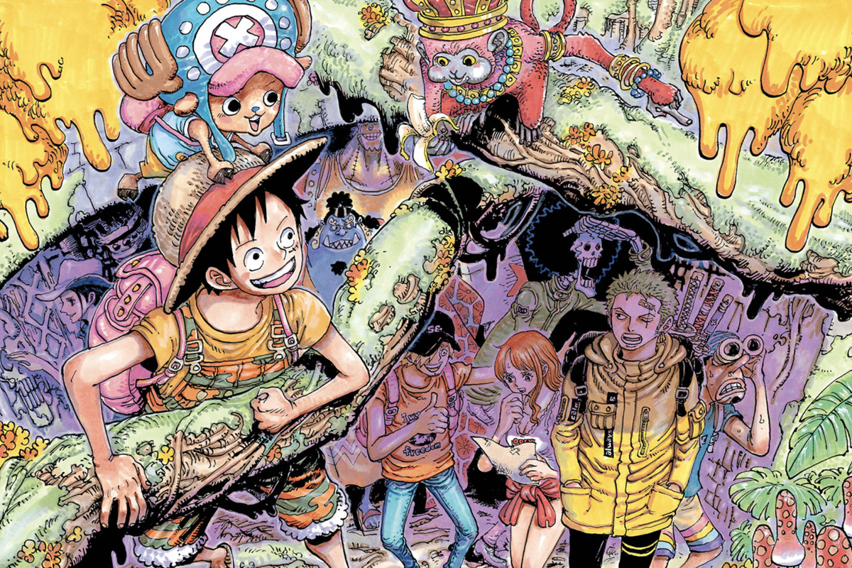 A crazy, detailed, psychedelic illustration from One Piece
