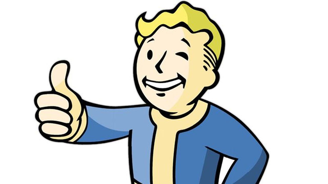 A cartoon blonde man in a blue and yellow jumpsuit winks while giving a thumbs-up