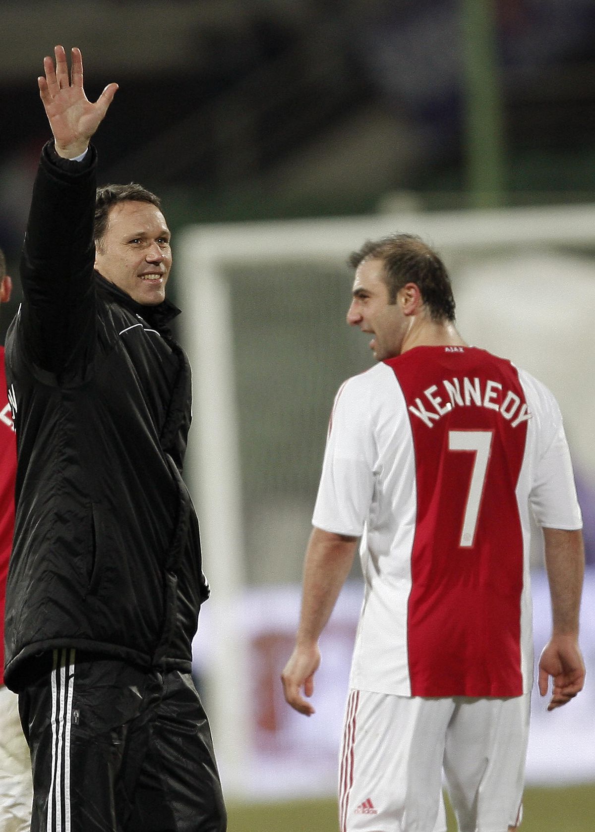 Ajax coach Marco Van Basten (L) jubilate