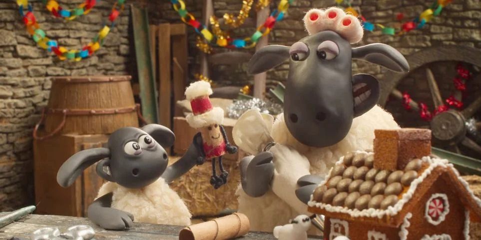Two sheep in Shaun the Sheep: The Flight Before Christmas.