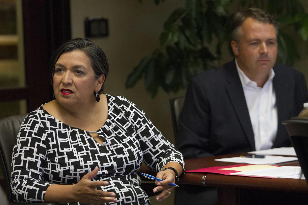 Rep. Rebecca Chavez-Houck, D-Salt Lake, speaks during a roundtable at the Salt Lake Chamber, Wednesday, July 9, 2014. A bill sponsored by Chavez-Houck that would clarify Utah laws about mailed ballots that are eligible for counting passed through the Utah