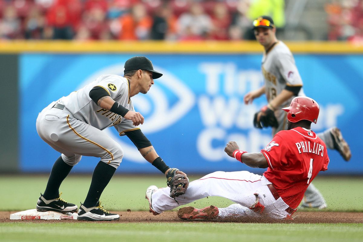 At this point, only the Covington Highway Patrol thinks Brandon Phillips is fast.  (Photo by Andy Lyons/Getty Images)