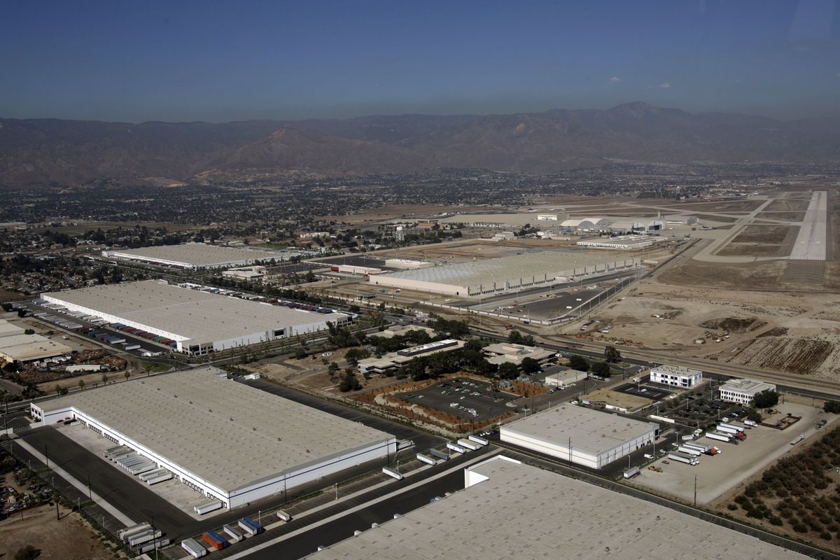 San Bernardino, Sept.07, 2007: An aerial view of San Bernardino International Airport which ha